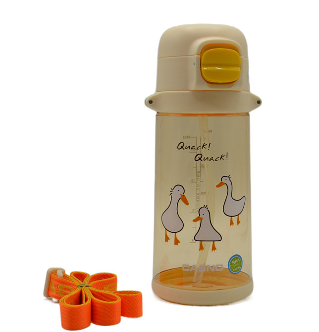 Пляшка для води CASNO 690 мл KXN-1219 Помаранчева (Гуси) з соломинкою Кам'янське - фото 8