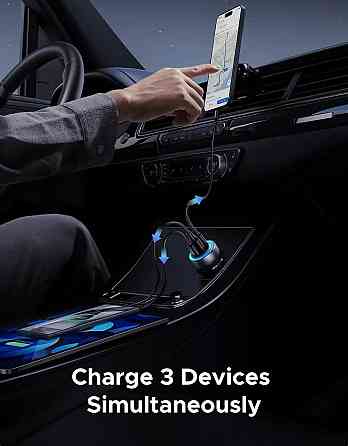 Автозарядка 3xUSB 30W (2xUSB-C + USB-A) QC 4.0 Сіра (EC307) UGREEN Винница