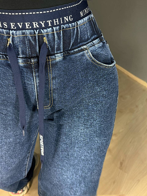 Джинси жіночі LDM 0249 палаццо батал з резинкою на поясі великі розміри сині, синій, З4, 34, 94 см, 120 см Київ - фото 17