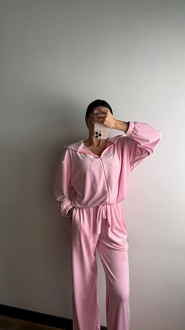 Жіночий стильний костюм трійка: кофта топ і штани велюр плюш Одеса - фото 8