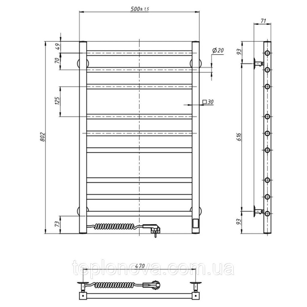 Полотенцесушитель Классик Квадро 500х800 Sensor с таймером, левый Черновцы - изображение 5
