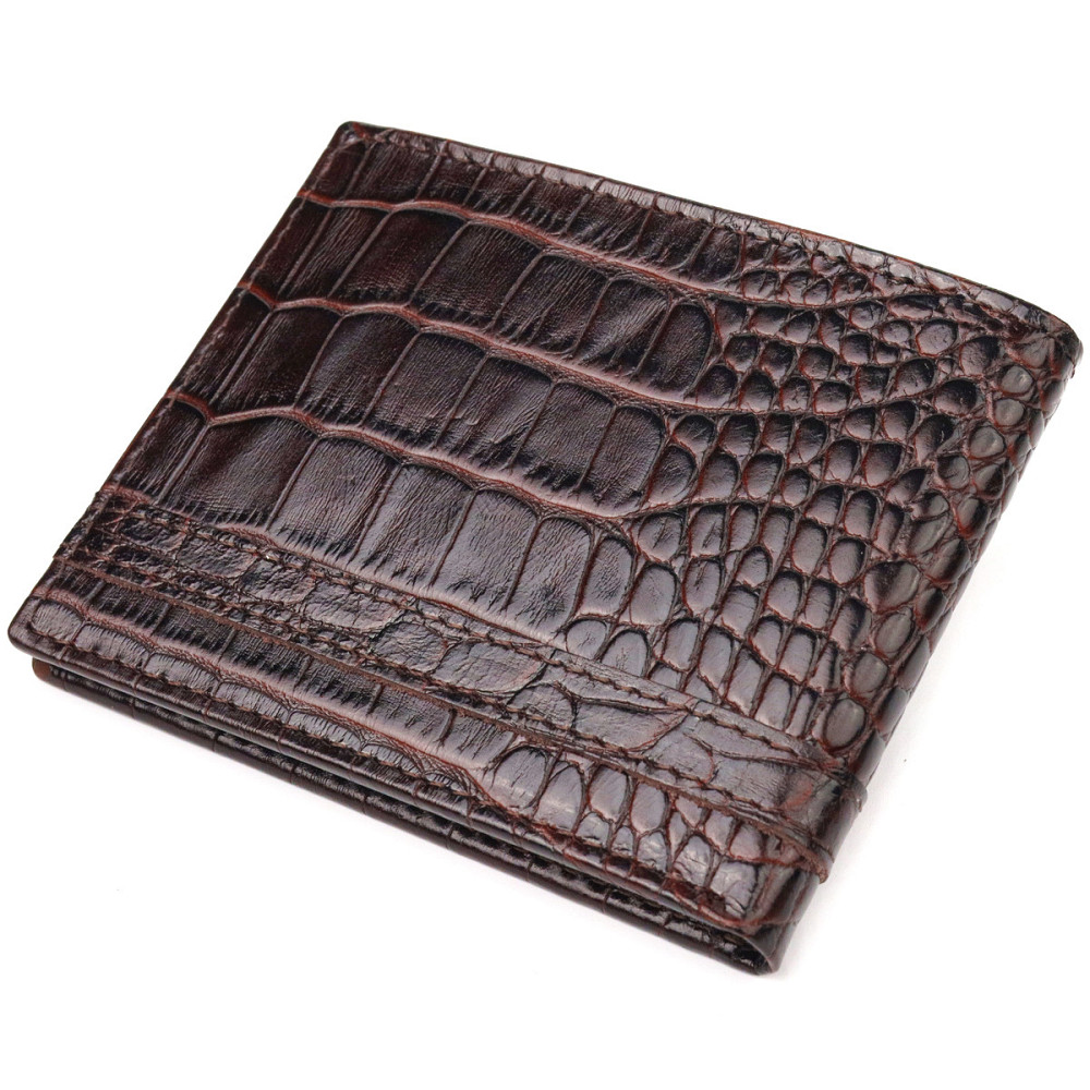 Зажим из натуральной фактурной кожи Коричневый (CANPELLINI) Киев - изображение 6