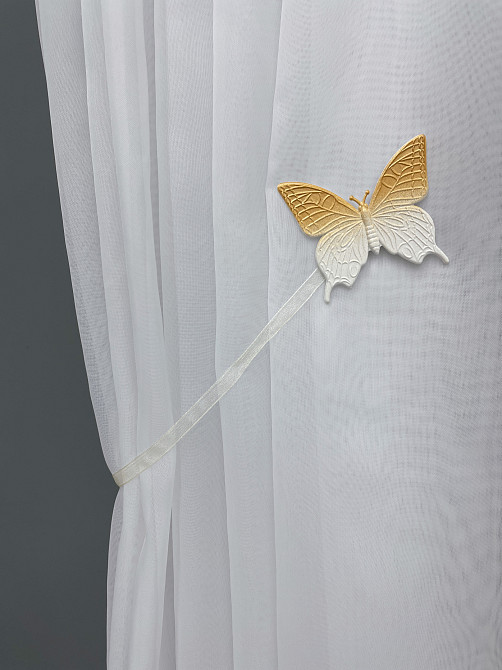 Магніти для штор і гардин (139м) Метелик набір 2 шт Білий з золотистим (81-157) Київ - фото 3