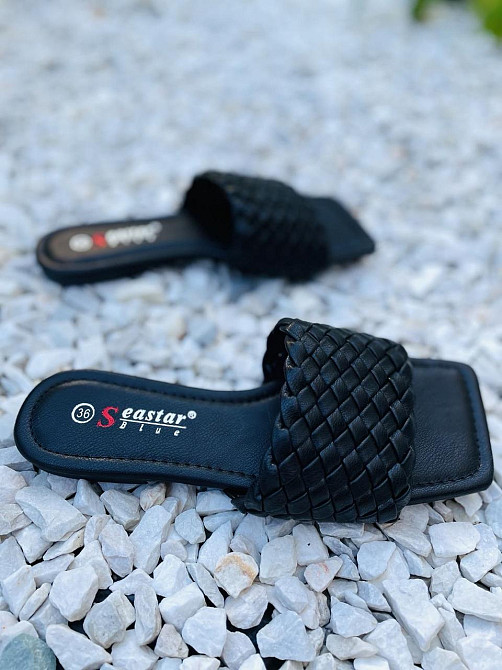 Seastar Модні шльопанці жіночі зі штучної шкіри чорні на низькому ходу SEASTAR T375P р. 36-41 Коломия - фото 2