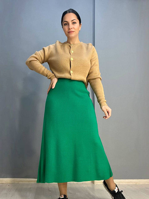 Спідниця жіноча My fashion 2024402 трапеція косичка довга one size, зелений, one size Київ - фото 13