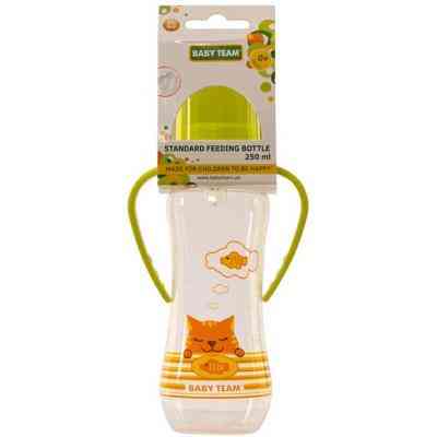 Бутылочка для кормления Baby Team с ручками и силиконовой соской, 250мл 0+ салат (1411_салатовый) Винница