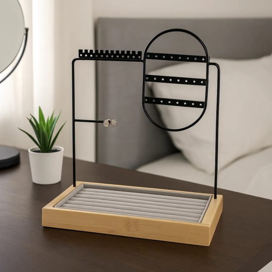 Настольная стойка для украшений,цепочек, браслетов, колец, деревянная, органайзер для драгоценностей и аксессуаров 28х23.3х13.8 см Каменец-Подольский