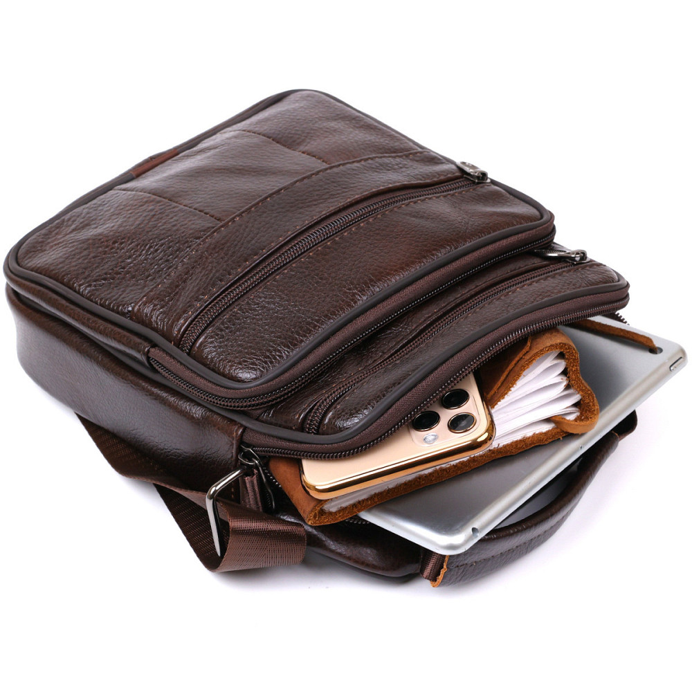 Чоловіча сумка з натуральної шкіри Vintage 20473 Коричневий Київ - фото 8