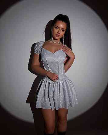 Жіноча вечірня святкова мініплаття трикотаж люрекс Сірий, 46/48 Одеса