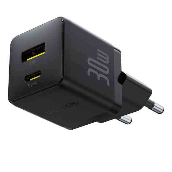 Сетевое зарядное устройство Baseus Palm Fast Charger C+U 30W EU Cluster Black (with Baseus Mini White Cable Одесса
