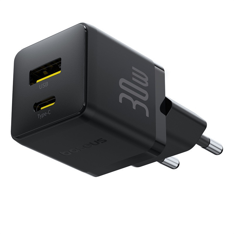 Мережевий зарядний пристрій Baseus Palm Fast Charger C+U 30W EU Cluster Black (with Baseus Mini White Cable Одеса - фото 4