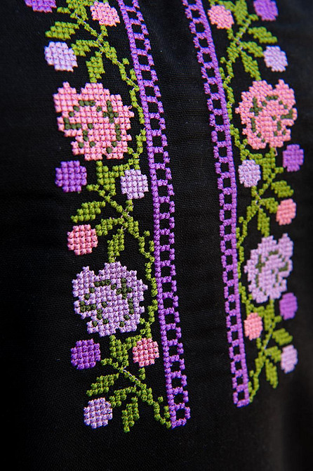 Вышиванка женская, льняная, черная, с длинным рукавом топ Киев - изображение 5