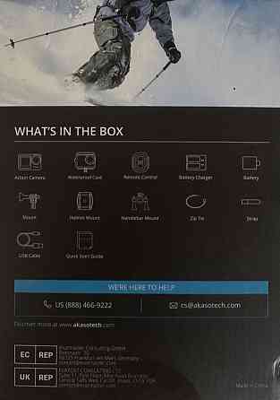 Екшн-камера нова запакована з Європи AKASO BRAVE 7 LE,4K/30 кадрів в секунду 20-мегапіксельна підводна Київ