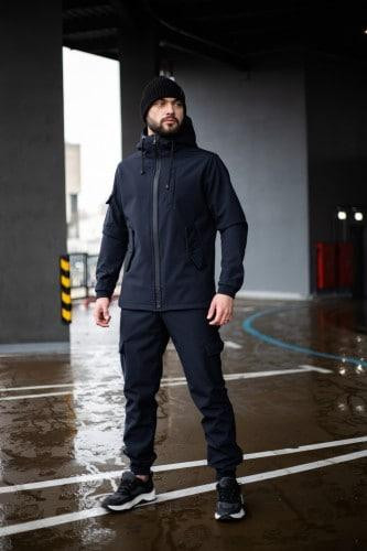 Мужской тактический костюм Softshell Intruder синий, куртка с капюшоном и штаны с карманами и с манжетами софт Одесса - изображение 3