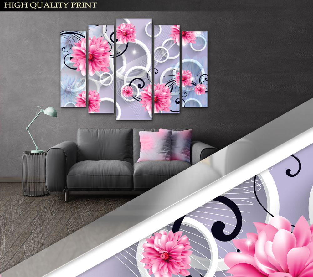 Модульная картина в гостиную / спальню Абстракция Цветы Пионы Art-416_5 ( 80х118см ) Киев - изображение 3