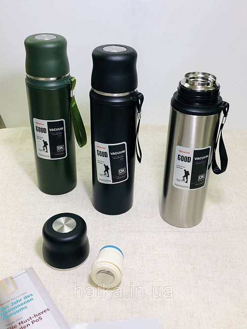 Термос металевий «Заряд енергії» 1000 мл утримання тепла до 12 годин чорний Київ - фото 1