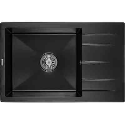 Мойка кухонная GRANADO NAVIA black shine з сифоном (775*495mm.) (gr3801) Винница