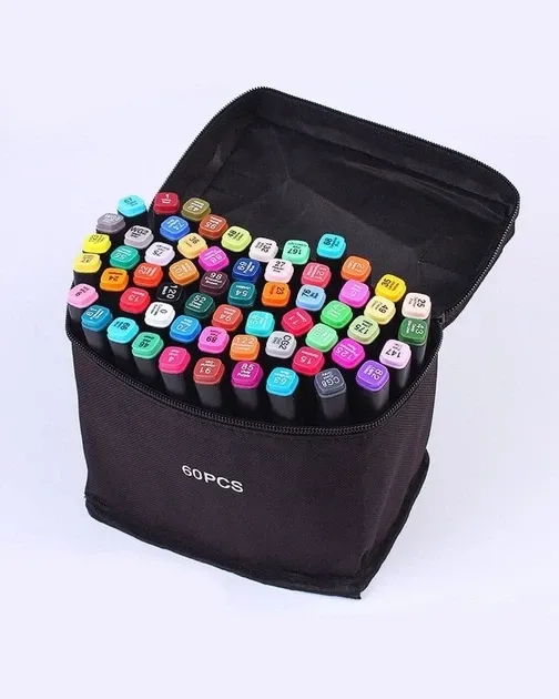 Набір двосторонніх маркерів Sketch Marker, 60 кольорів, професійні маркери для малювання та творчості Одеса - фото 5