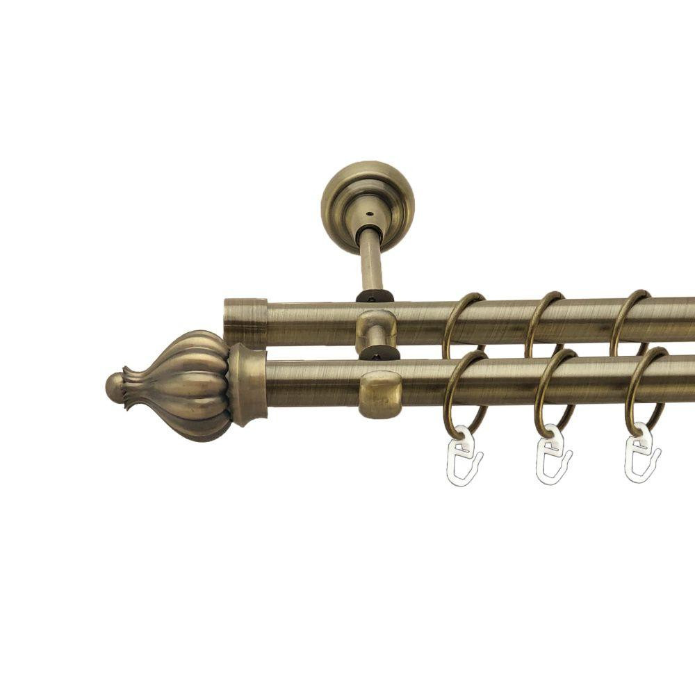 Карниз Orvit Таджа металевий дворядний відкритий гладка труба кільце металеве Антик 19\19 мм 160 см (00-00017537) Львів - фото 1