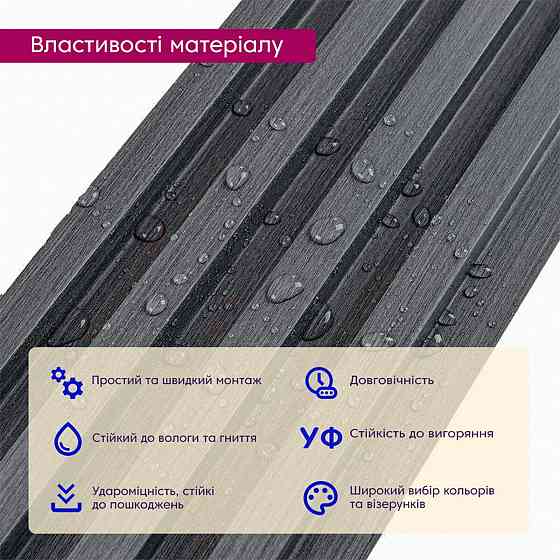 Декоративная графитовая стеновая рейка Киев