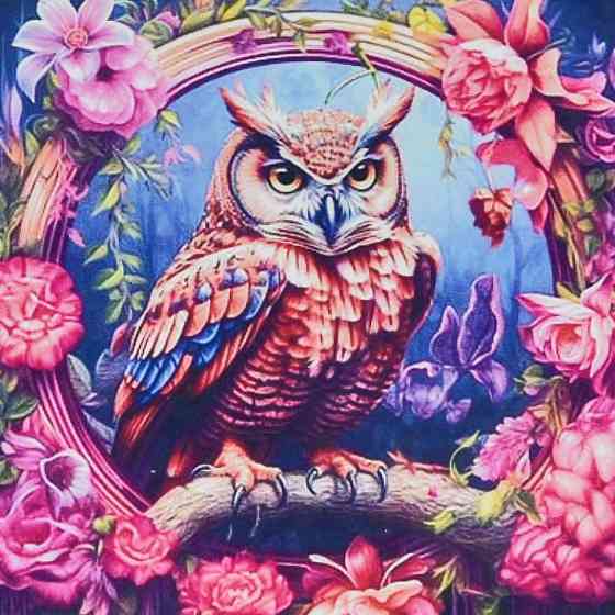 Алмазна мозаїка "Сова у квітах" HEE13838 30х30 см Вінниця