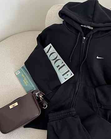 Жіночий повсякденний теплий костюм із тринитки на флісі Чорний, 48/50 Одеса