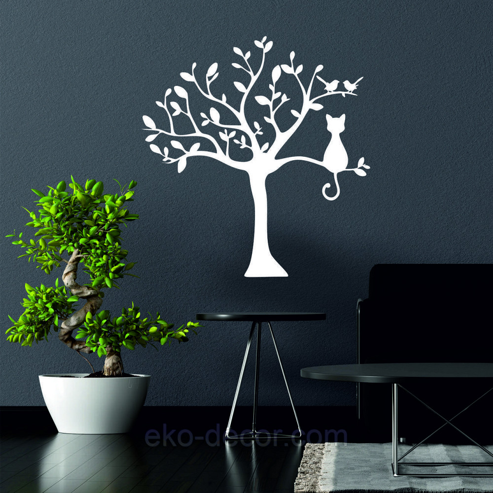 Декоративное настенное Панно «Кот на дереве» Декор на стену 90*85 см, Белый Киев - изображение 1