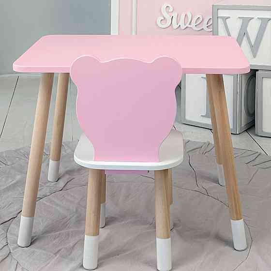Стіл і стілець "Медведик" для дівчинки, рожеві Київ