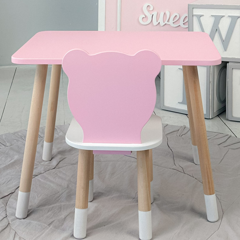 Стіл і стілець "Медведик" для дівчинки, рожеві Київ - фото 4