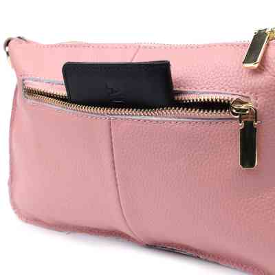 Сумка Vintage Женская с двумя ремнями из натуральной кожи Розовая (22644) Винница