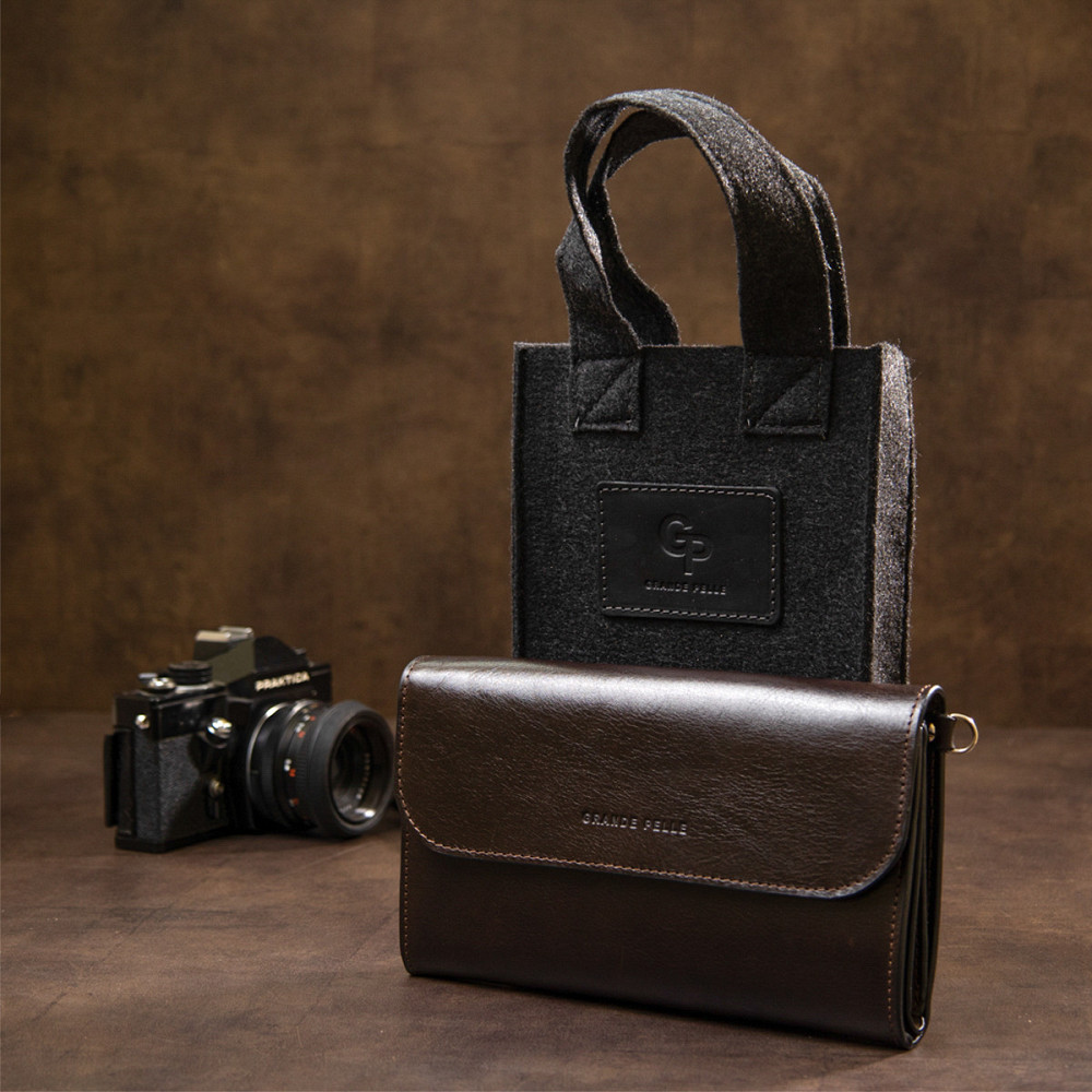 Чоловічий клатч з натуральної шкіри GRANDE PELLE 11426 Коричневий Київ - фото 8