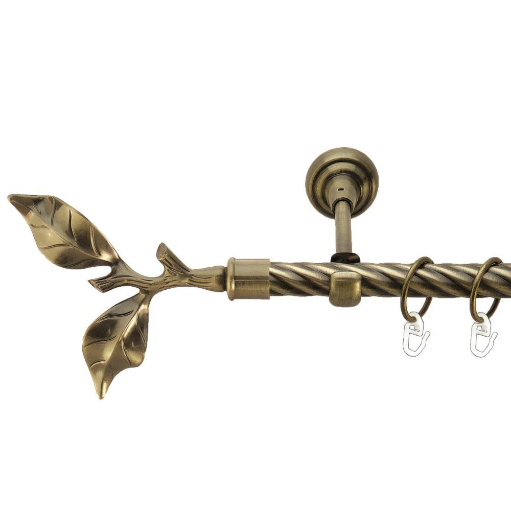 Карниз Orvit Листок Троянди металевий однорядний відкритий скручена труба кільце металеве Антик 19 мм 240 см (00-00022013) Львів - фото 1