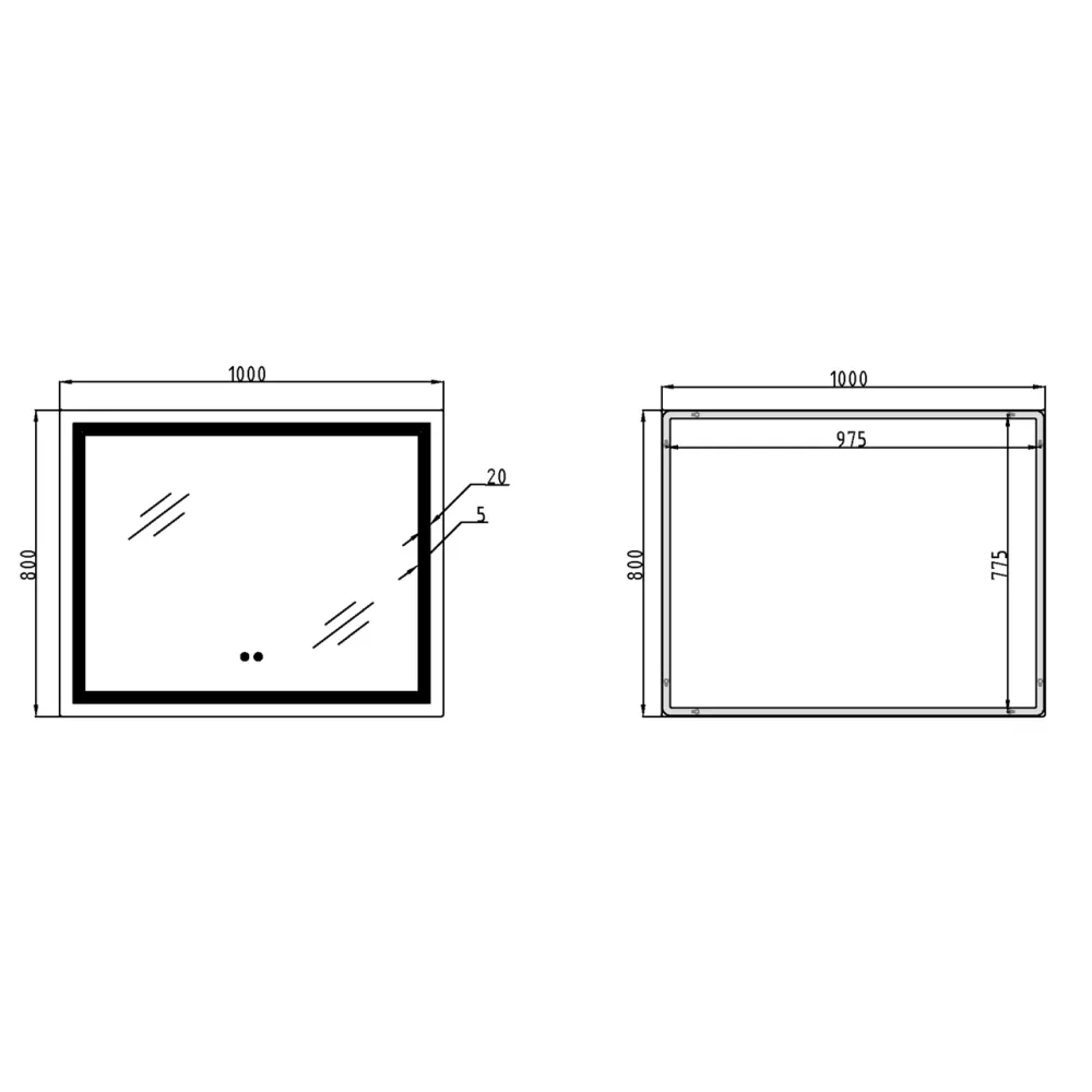 Зеркало Qtap Cardinal (CA1) 1000х800 с LED-подсветкой Touch, с антизапотеванием, с диммером, рег. темп. цвета (3000-6500K) Киев - изображение 14