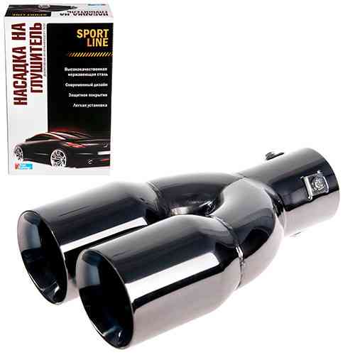 Насадка на глушник 0128 Bk d-62х230мм подвійна/нержавіюча сталь чорна Винница