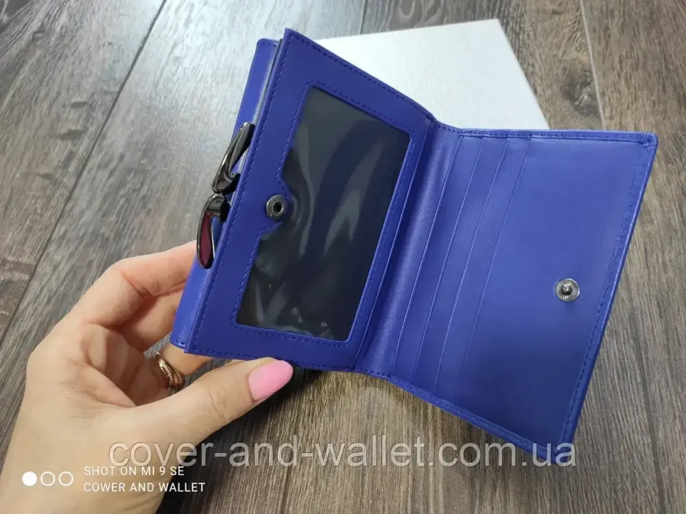 Невеликий шкіряний жіночий гаманець синього кольору на багато карток Marco Coverna MC 47009 Київ - фото 8