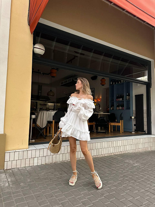 Женское привлекательное повседневное платье креп-шифон Белый Одесса - изображение 5