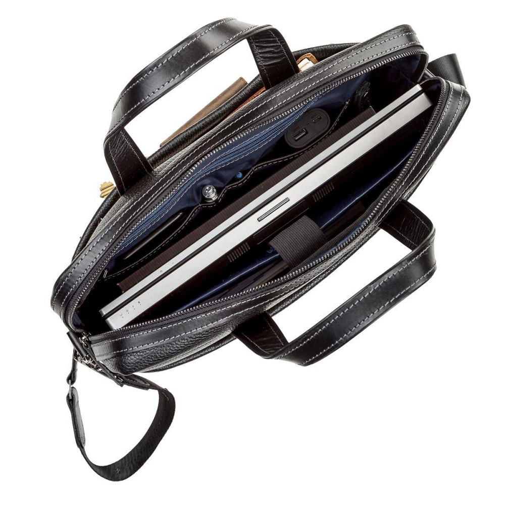 Сумка для ноутбука SHVIGEL 11110 шкіряна Чорна Київ - фото 6