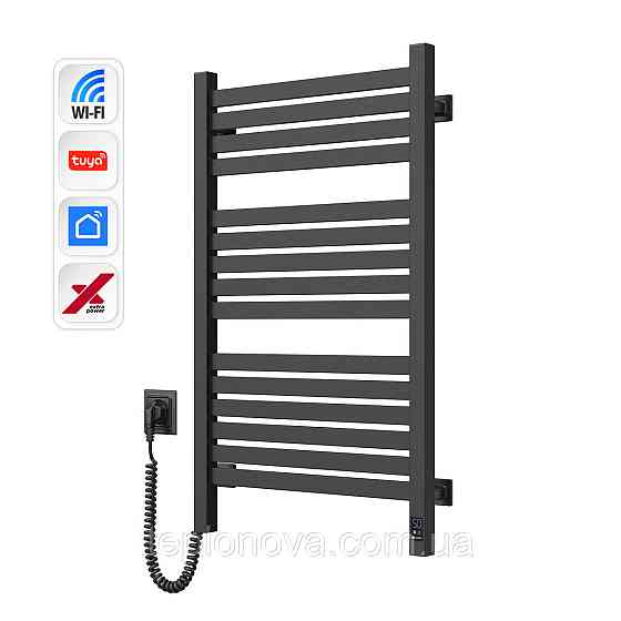 Електрична сушарка для рушників NAVIN Авангард X 480х800 Sensor з WI-FI лівобічна, чорний муар Чернівці