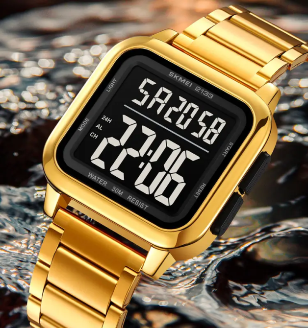 Часы мужские электронные наручные Skmei 2133 Золотистый Винница - изображение 7