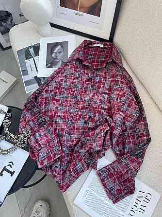 Жіноча стильна сорочка оверсайз у клітинку турецька фланель Бордо Одеса