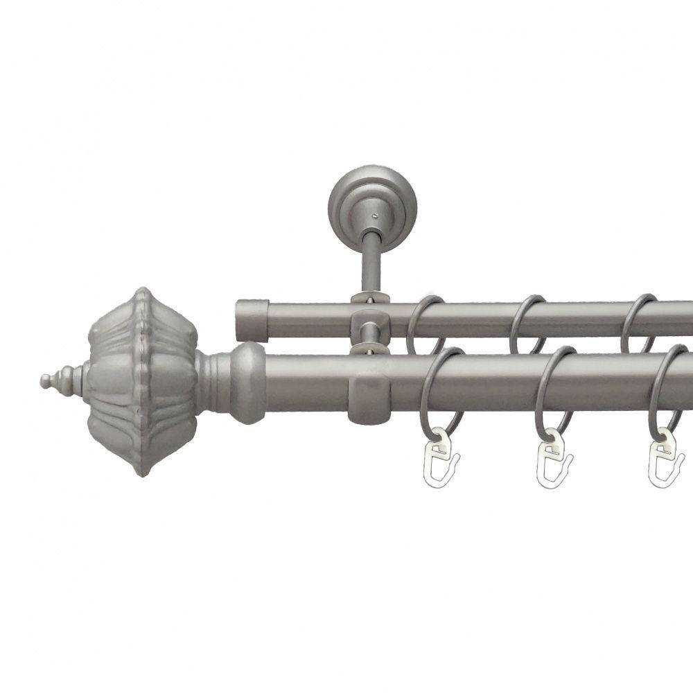 Карниз Orvit Шато металевий дворядний відкритий гладка труба кільце металеве Сатин 25\16 мм 300 см (6353222) Львів - фото 1