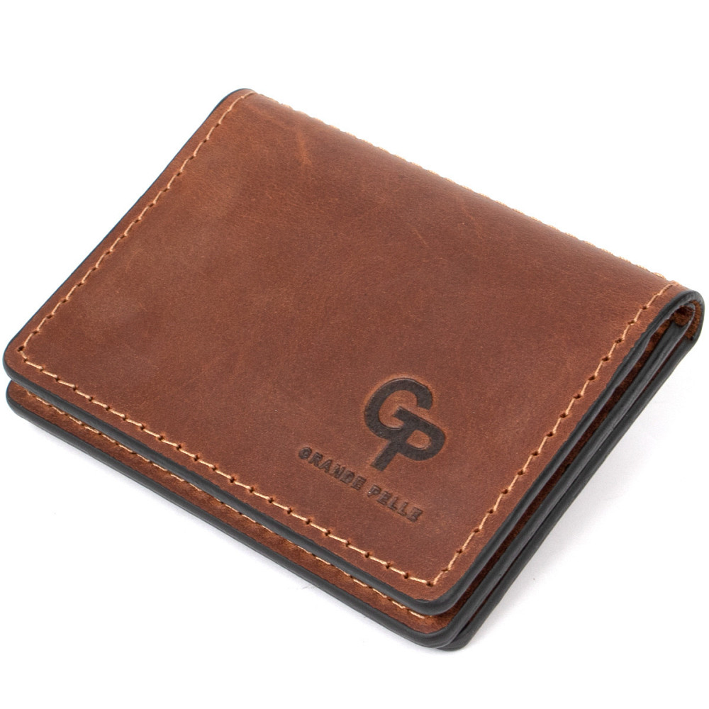 Шкіряна компактна візитниця Коричневий (GRANDE PELLE) Київ - фото 5