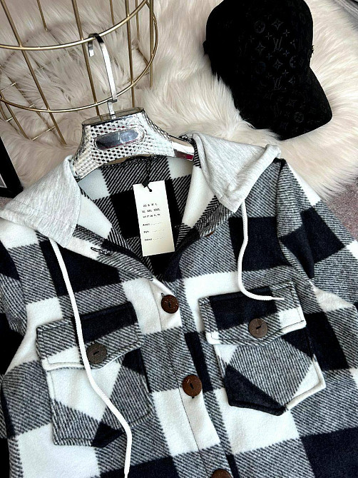 Женская теплая оверсайз рубашка с капюшоном турецкий двусторонний флис Полар Серый, 42/46 Одесса - изображение 6