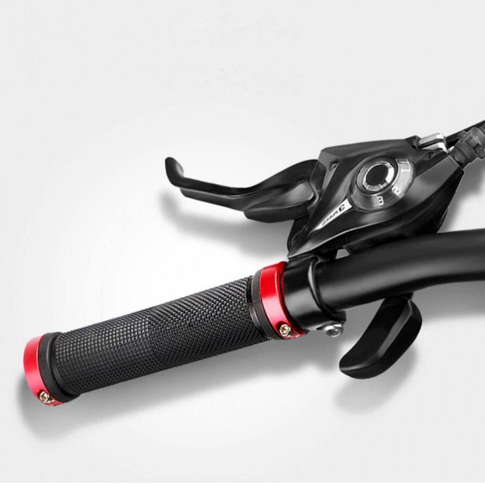 Грипсы 130mm Черные BilaLock с двумя замками (Ручки на руль велосипеда) Черные Красный Бровары - изображение 2