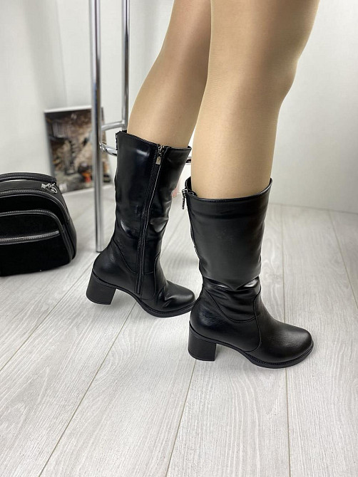 Чоботи жіночі Odzi чорні натуральна шкіра зима висота 27,5см размер 36 (2214) Коломия - фото 8