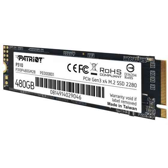 SSD диск накопичувач M.2 Patriot P310 480GB NVMe 2280 PCIe 3.0x4 3D NAND TLC P310P480GM28 Одеса