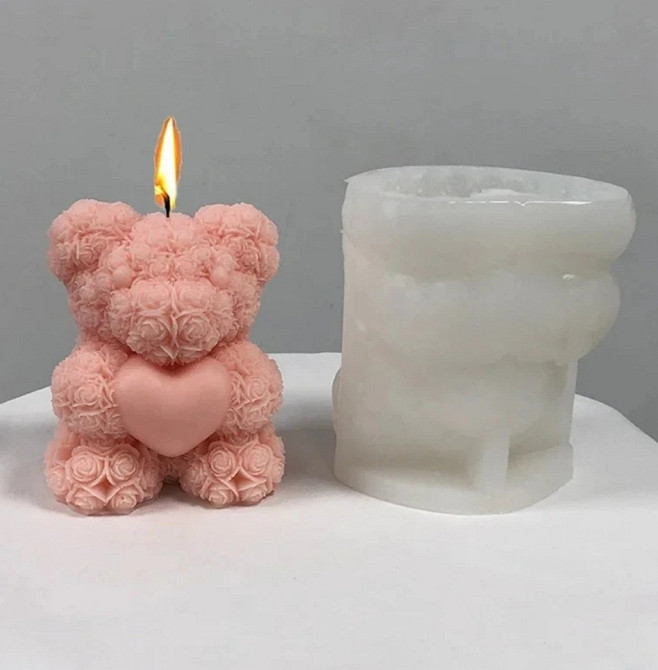 Молд для свечки из силикона Мишка 60 на 68 мм серый Киев - изображение 1