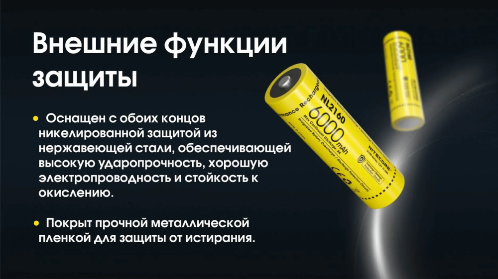 Аккумулятор 21700 Nitecore NL2160 6000mAh Li-Ion (Желтый) Киев - изображение 9