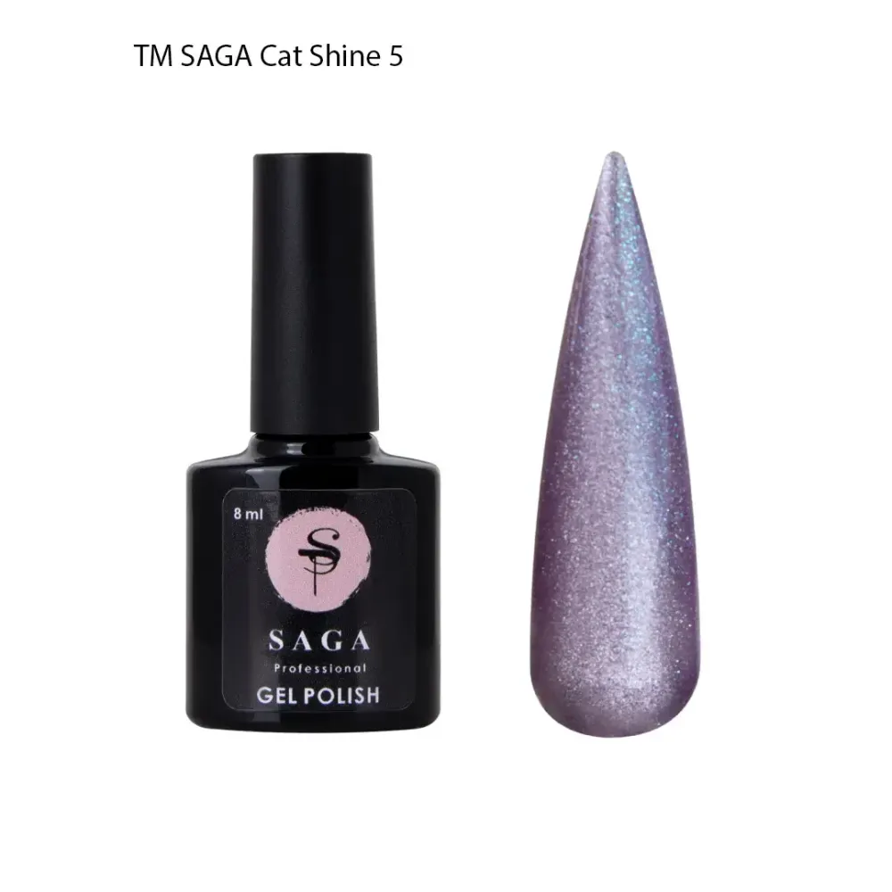 Гель лак кошачий глаз хрустальная кошка №5 Saga Cat Shine Silver 8ml Киев - изображение 1