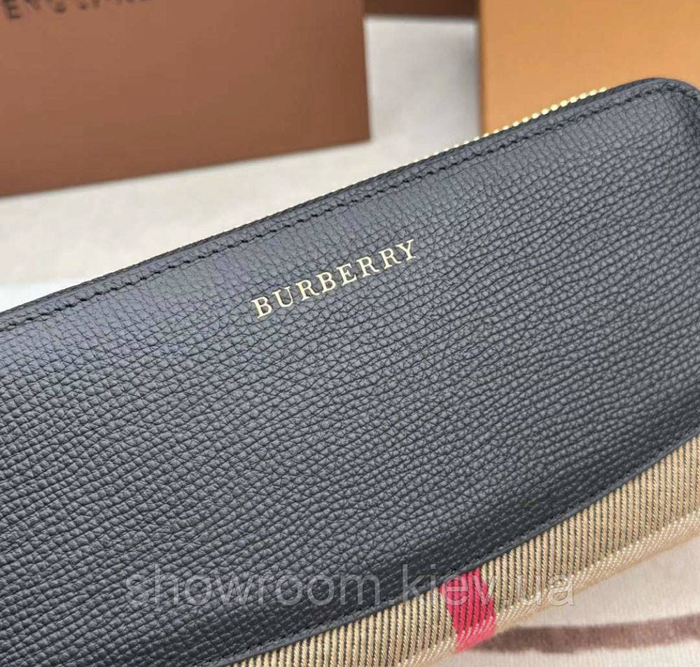 Жіночий шкіряний гаманець на блискавці Burberry (3341) black Київ - фото 7
